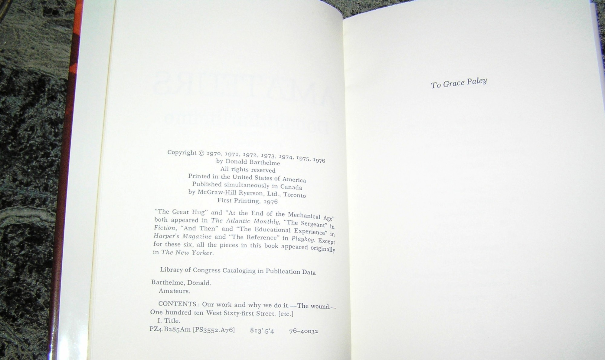 DONALD BARTHELME Amateurs 1st Ed - Image 2