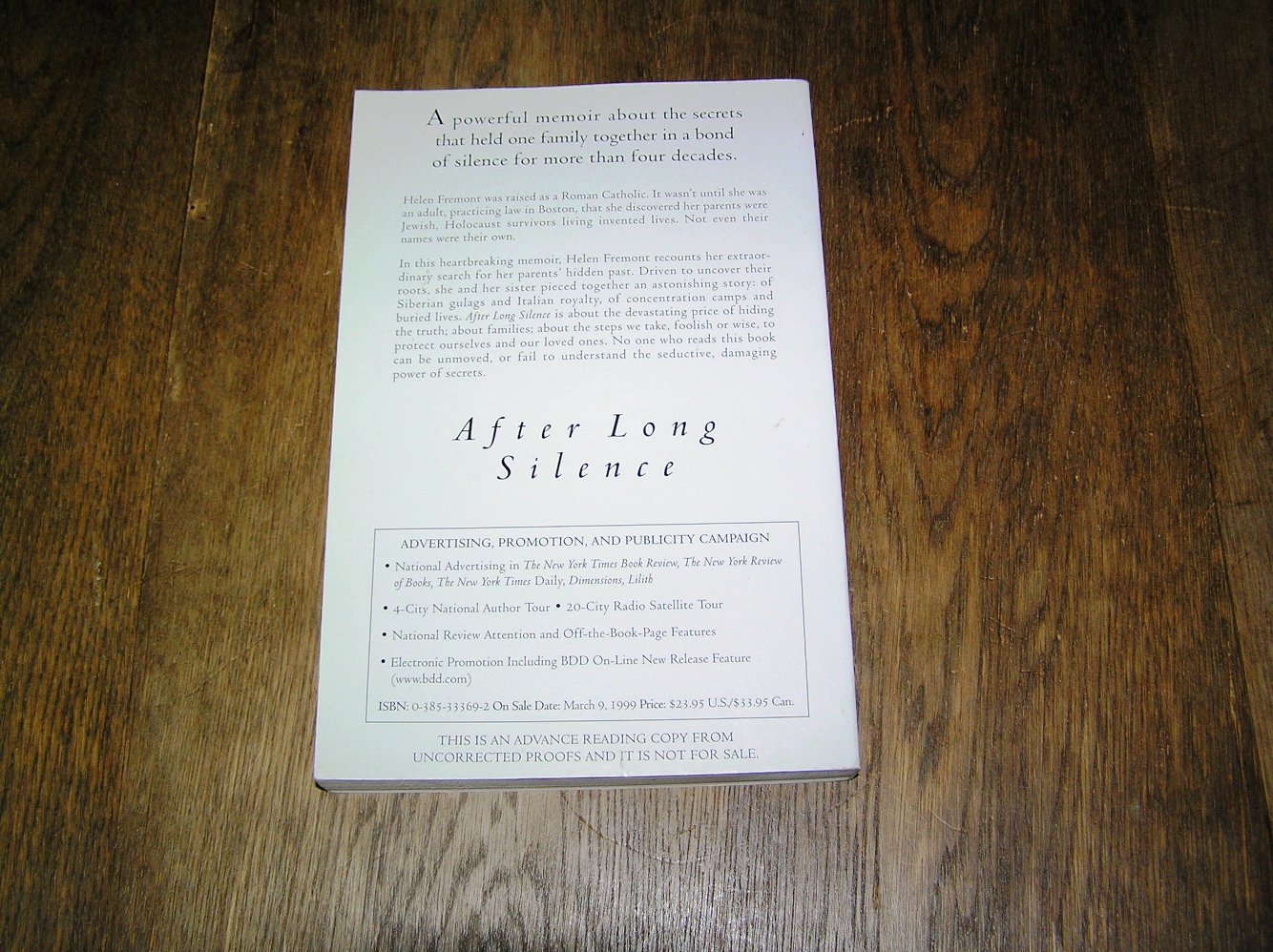 HELEN FREMONT A Long Silence 1st ARC - Image 4