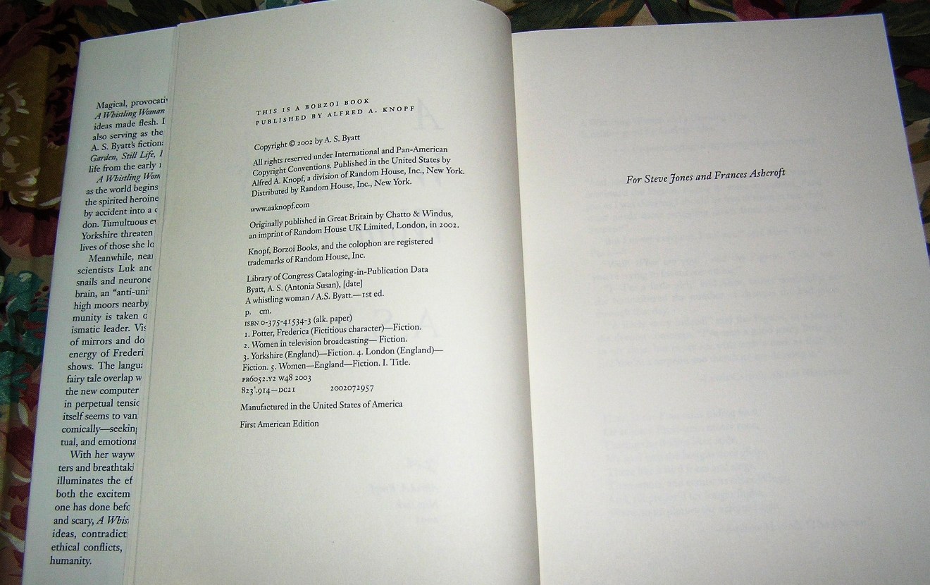 A.S. BYATT A Whistling Woman 1st Ed. - Image 3