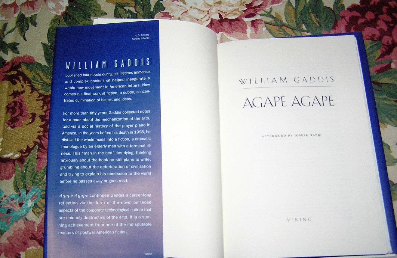 WILLIAM GADDIS Agape, Agape 1st Ed. - Image 2