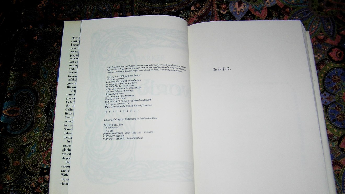 CLIVE BARKER Weave World 1st Ed. - Image 4