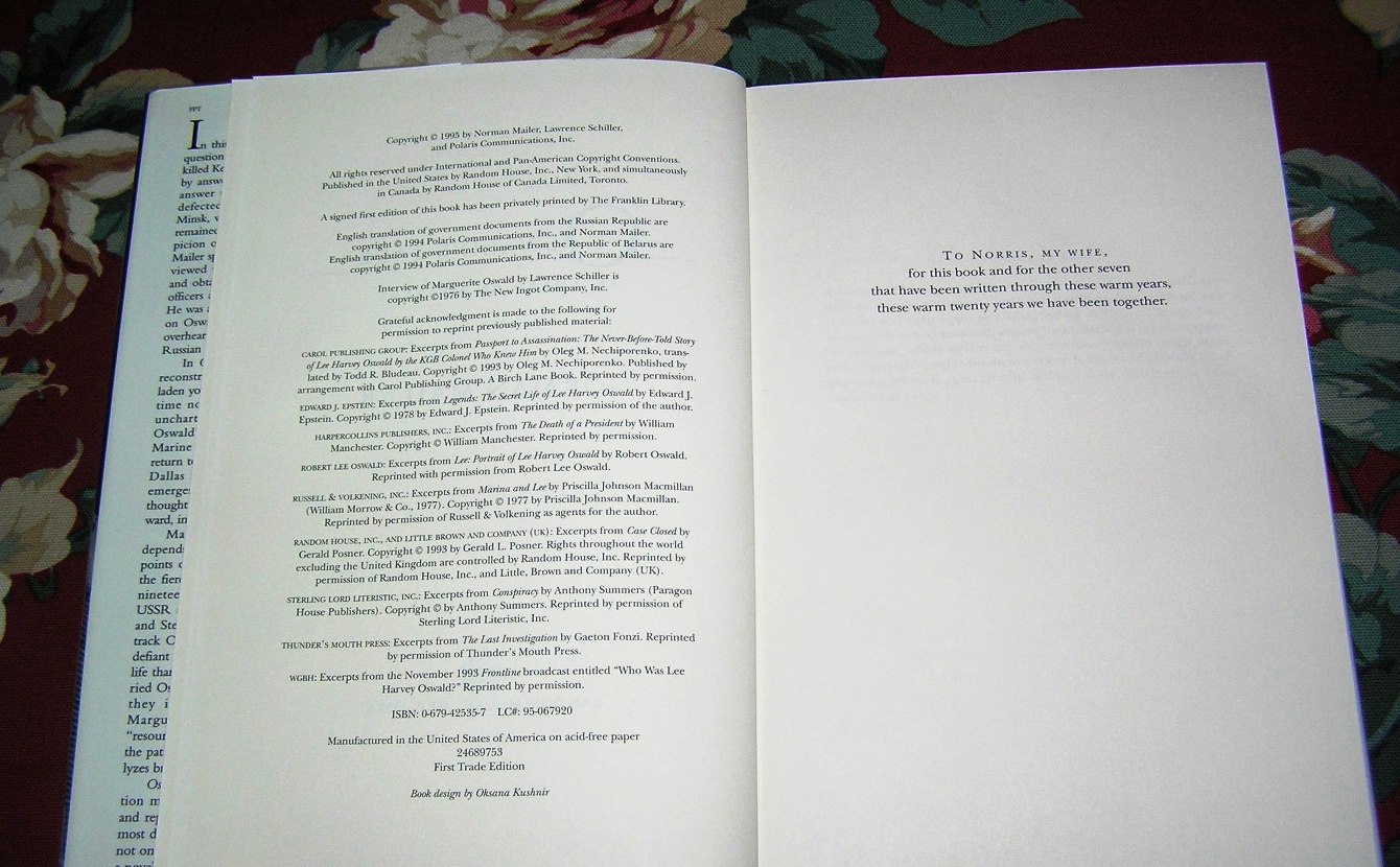 NORMAN MAILER Oswald’s Tale 1st Ed. Country Squire Books