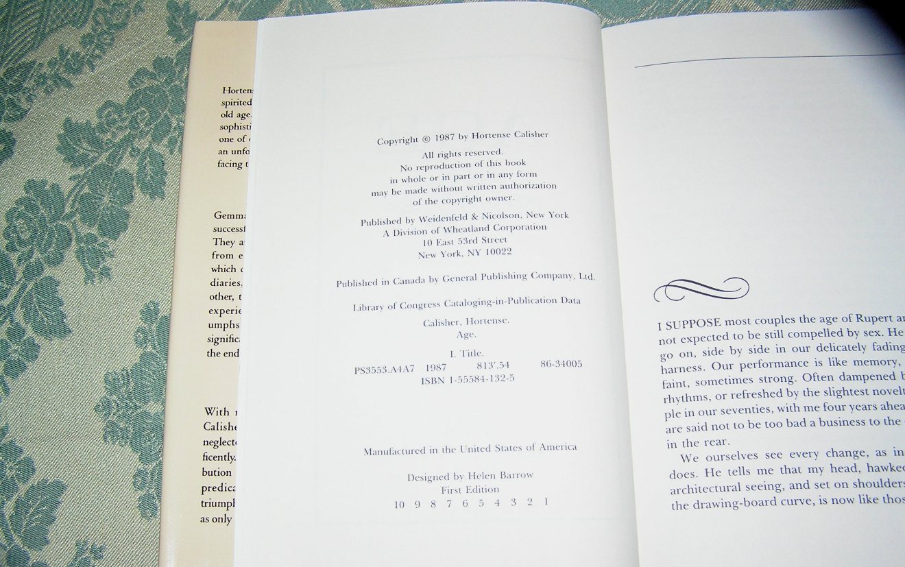 HORTENSE CALISHER Age 1st Ed. - Image 3